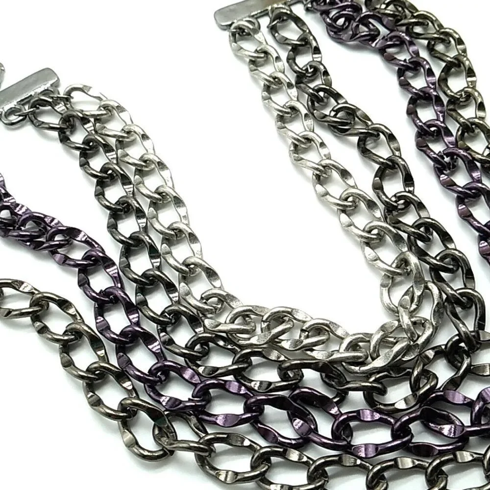 Chico's Unisex Heavy Necklace 4 Strand Metal Multi-tone Chain Link